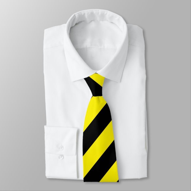 Yellow and Black Stripes Neck Tie (Tied)