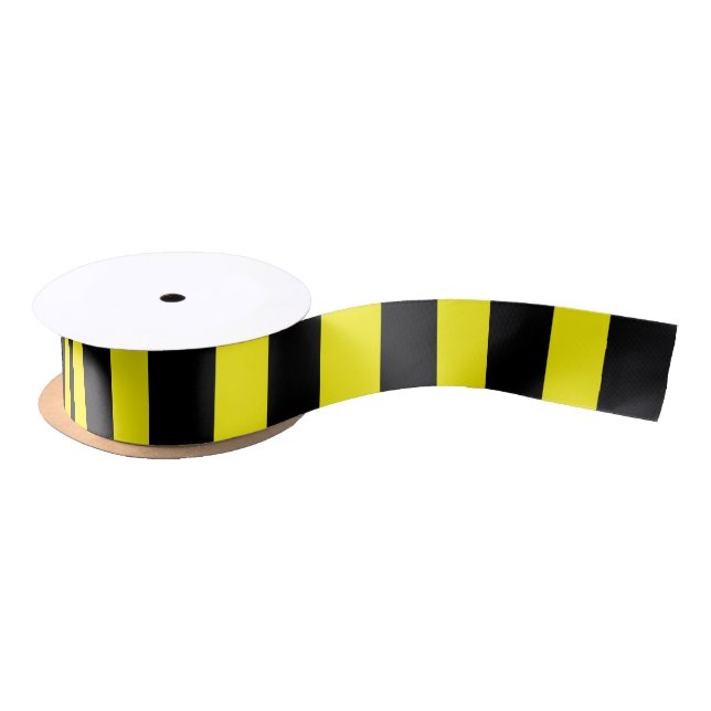 Yellow and Black Stripes Satin Ribbon (Spool)