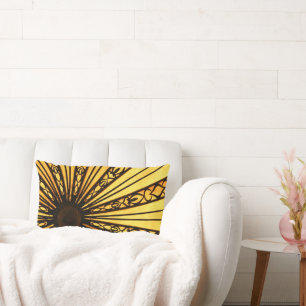Yellow and Black Sunburst Lumbar Pillow