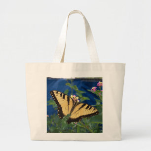 Yellow and black swallowtail butterfly on a large tote bag