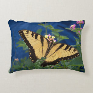 Yellow and black swallowtail butterfly on an accent pillow