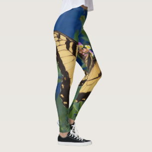 Yellow and black swallowtail butterfly on leggings