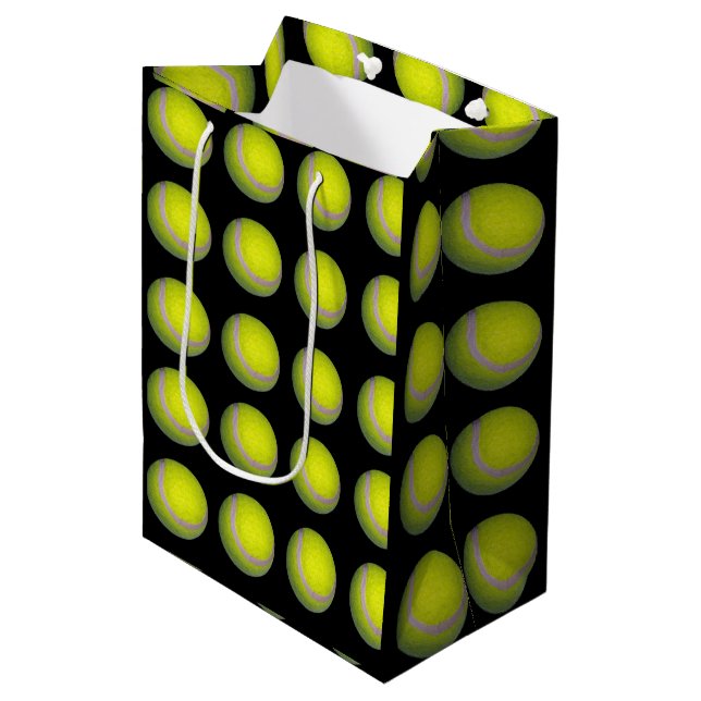 Yellow And Black Tennis Ball Pattern, Medium Gift Bag (Front Angled)
