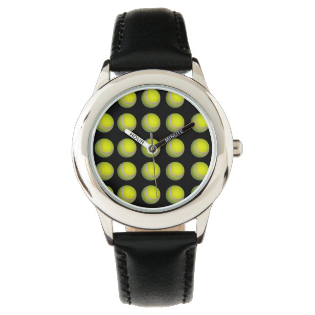 Yellow And Black Tennis Ball Pattern, Watch (Front)