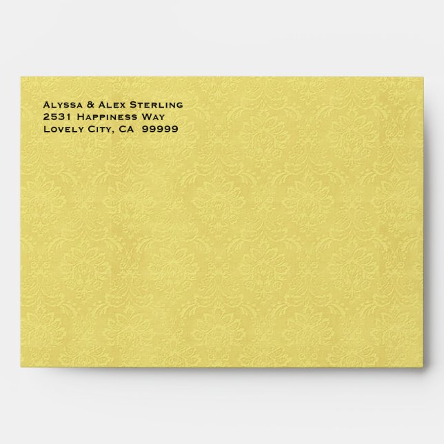 Yellow and Black Textured Damask Invitation G702 Envelope (Front)