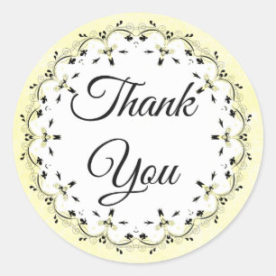Yellow and Black Thank You Stickers