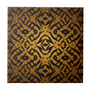 Yellow and black tribal shapes pattern tile