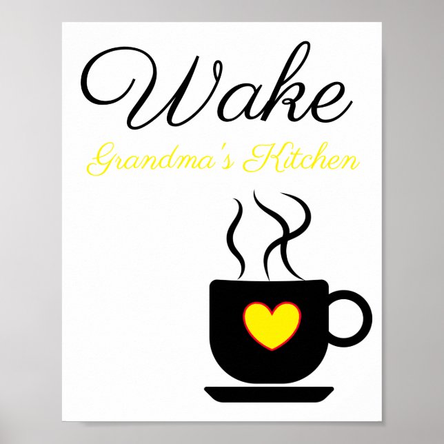 Yellow and Black Wake Sign for Kitchen (Front)
