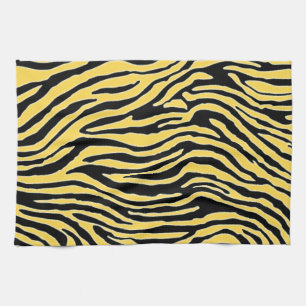 yellow and black zebra stripe kitchen towel