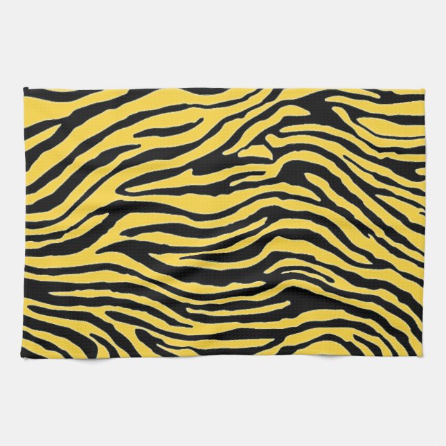 yellow and black zebra stripe kitchen towel (Horizontal)