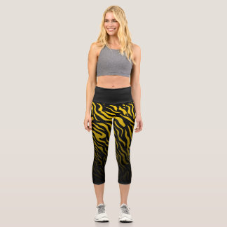 Yellow and Black Zebra Stripes: Stylish Leggings
