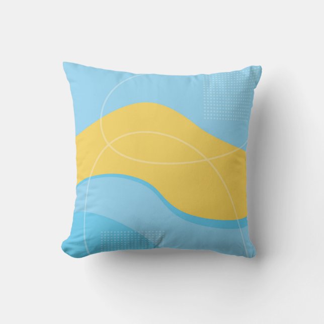 Yellow and Blue Abstract Art Design  Throw Pillow (Front)