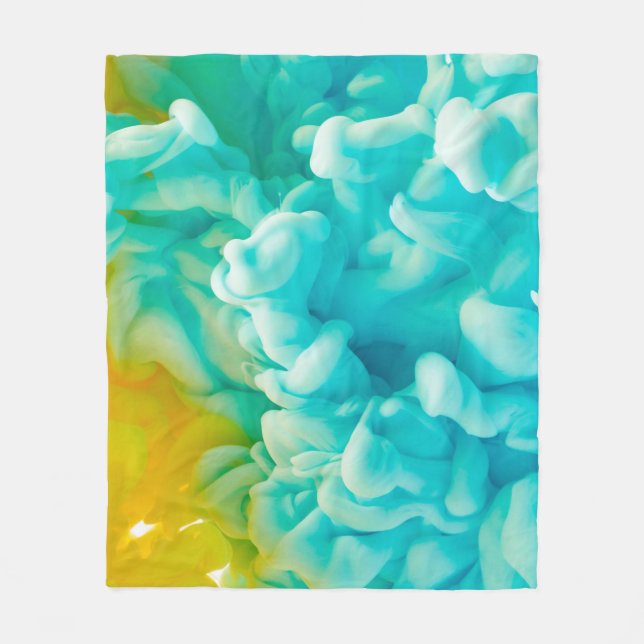 Yellow and blue abstract paint splash backgroundab fleece blanket (Front)