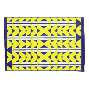 yellow and blue abstract print pillowcase