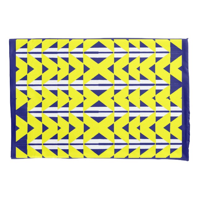 yellow and blue abstract print pillowcase (Front)
