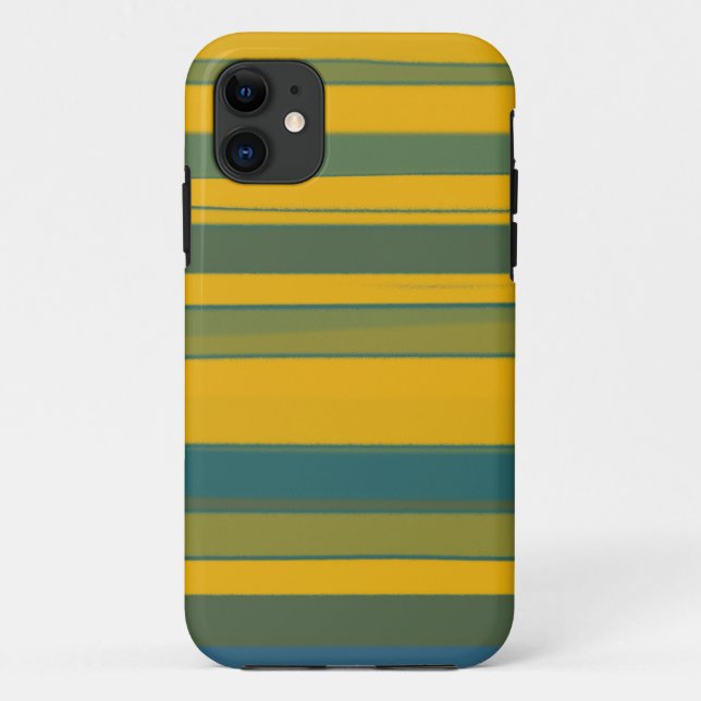 Yellow and Blue Abstract Stripes Pattern Case-Mate iPhone Case (Back)