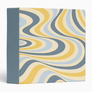 Yellow and blue abstract swirl design binder