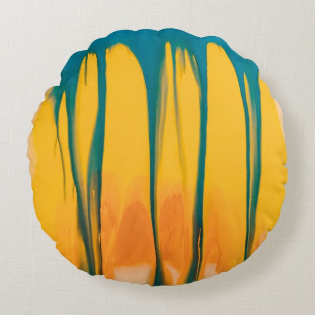 YELLOW AND BLUE APPAREL ROUND PILLOW (Front)