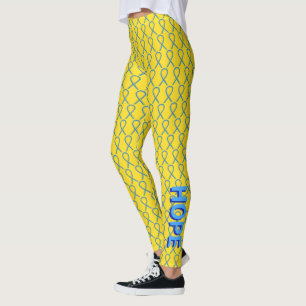Yellow and Blue Awareness Ribbon Custom Leggings