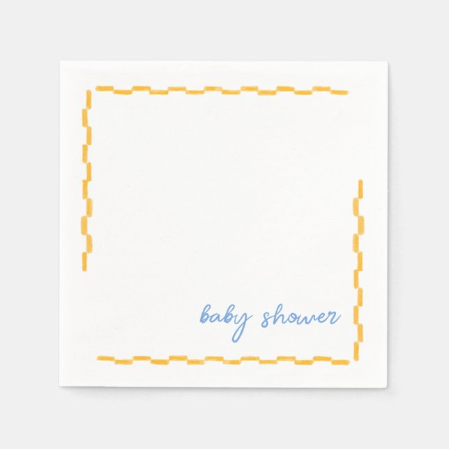 Yellow and blue Baby shower cocktail napkins (Front)