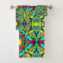 Yellow and Blue Bath Towel Set