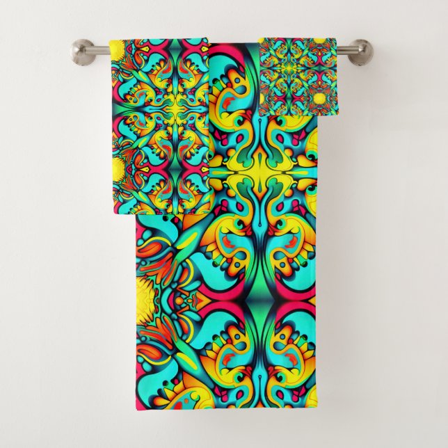 Yellow and Blue Bath Towel Set (Insitu)