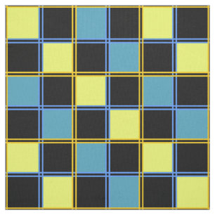 Yellow and blue  checkered pattern fabric
