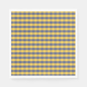 Yellow and blue chequered pattern design napkin