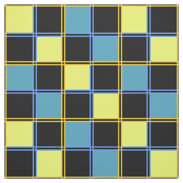 Yellow and blue  chequered pattern fabric (Swatch)