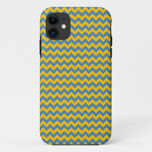 Yellow and Blue Chevron Zigzag Pattern iPhone 11 Case
