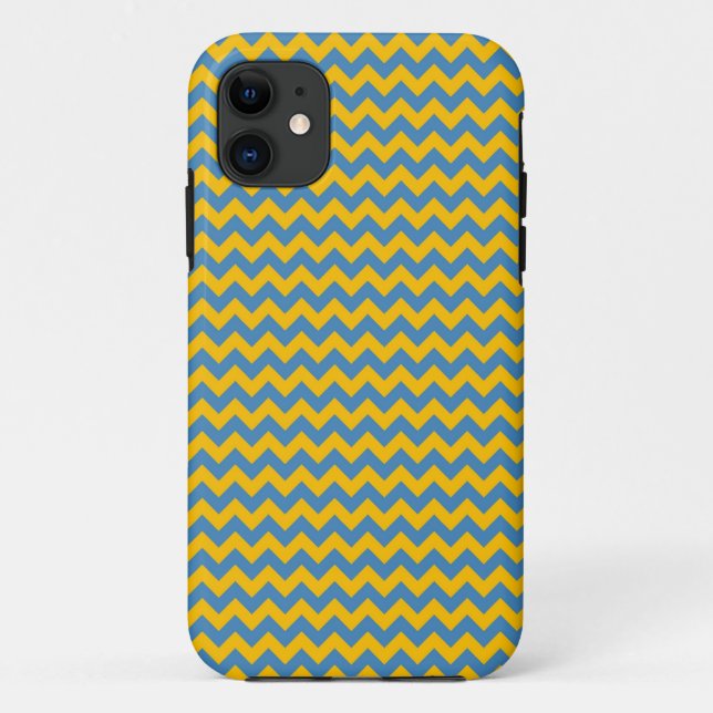 Yellow and Blue Chevron Zigzag Pattern Case-Mate iPhone Case (Back)