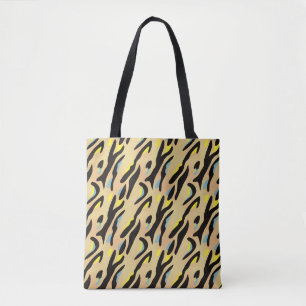 Yellow and Blue Colourful Tiger Print Tote Bag