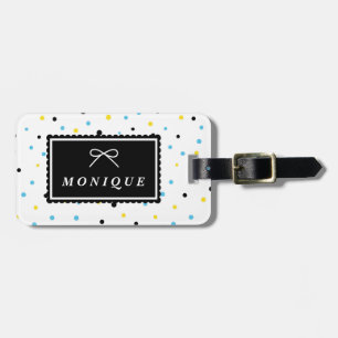 Yellow and Blue Confetti Dots Pattern Custom Luggage Tag