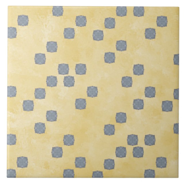 Yellow and Blue Contemporary Polka Dots Pattern Tile (Front)