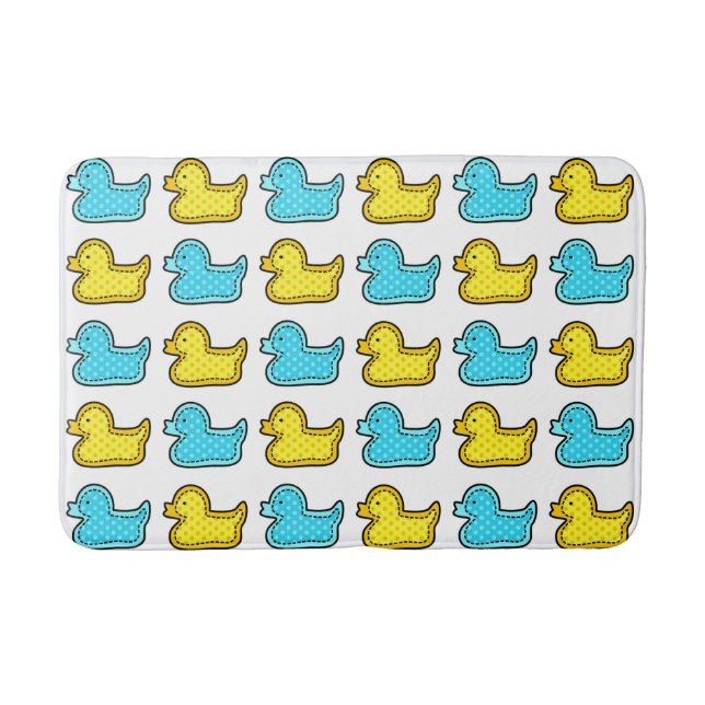 Yellow and Blue Duck Pattern Bath Mat (Front)