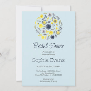 Yellow and Blue Floral Bouquet Bridal Shower Invitation