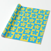 Yellow and blue floral chequered Board