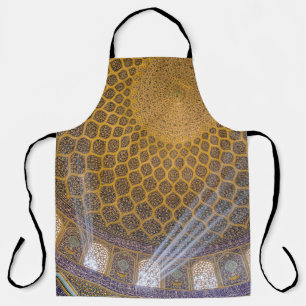 Yellow and blue floral textile apron