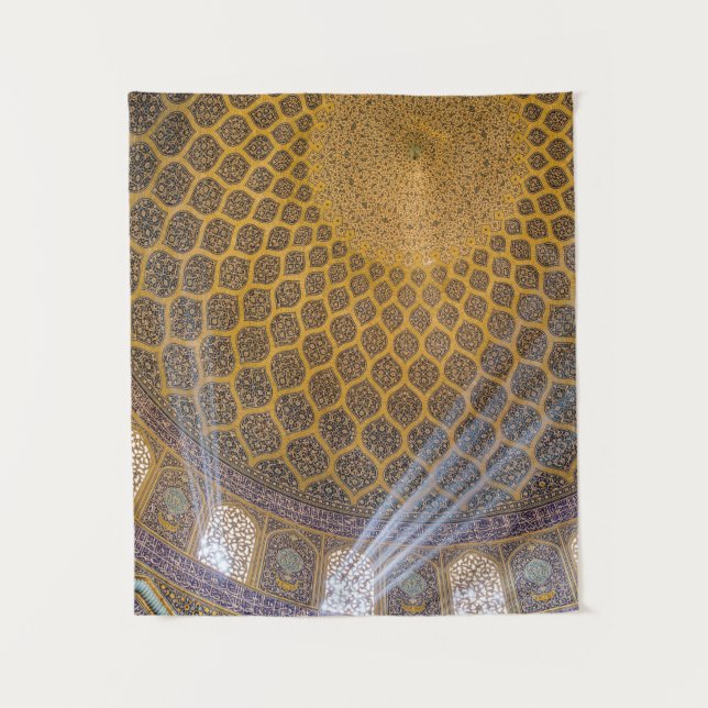 Yellow and blue floral textile tapestry (Front)