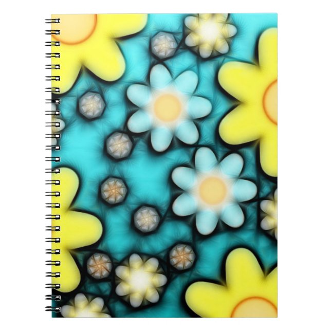 Yellow and Blue Flower Power Art Notebook (Front)