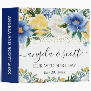 Yellow and Blue Flowers Wedding Photo Album Binder