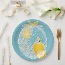 Yellow and blue fruit patterns AI art 