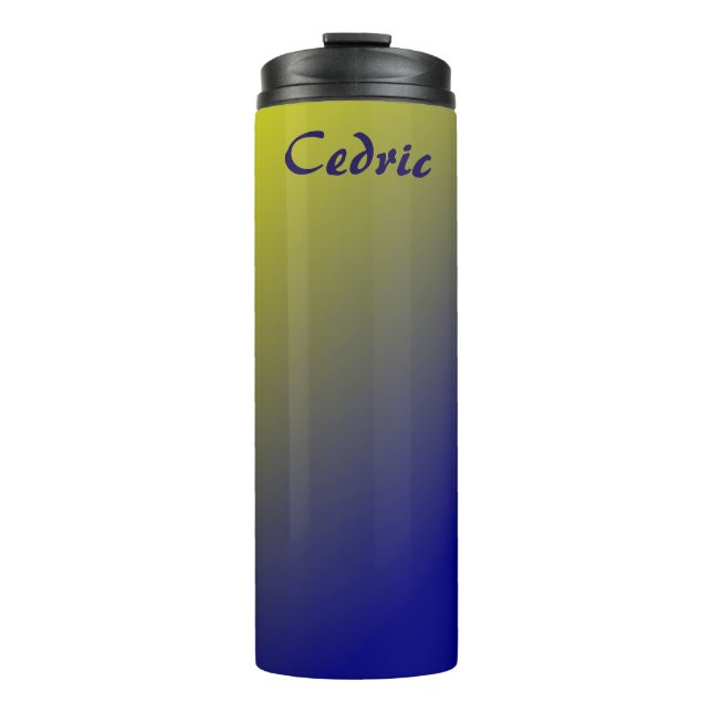 Yellow and Blue Gradient Design Thermal Tumbler (Front)