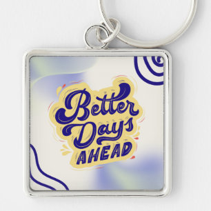 Yellow and Blue Gradient Quote Keychain