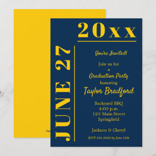 Yellow and Blue Graduation Party Invitations