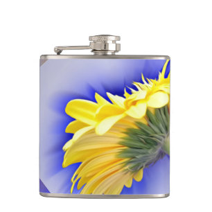 Yellow and blue hip flask