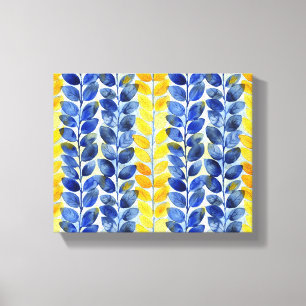 Yellow and Blue Leaves Canvas Print