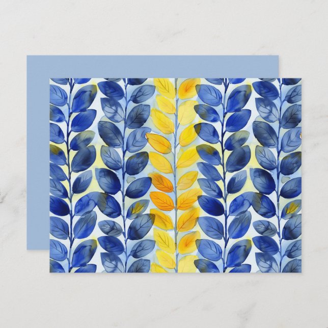 Yellow and Blue Leaves Card (Front/Back)