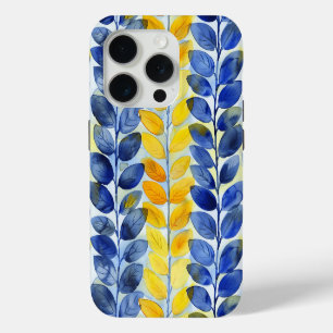 Yellow and Blue Leaves iPhone 15 Pro Case
