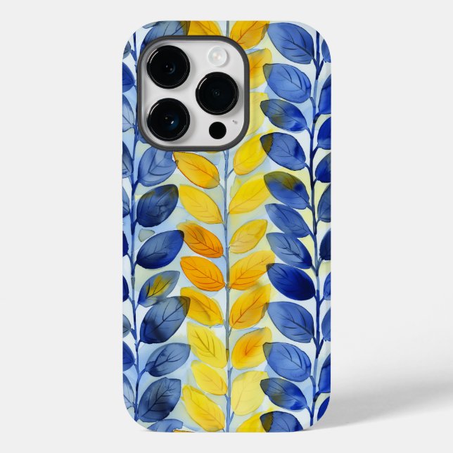 Yellow and Blue Leaves Case-Mate iPhone Case (Back)